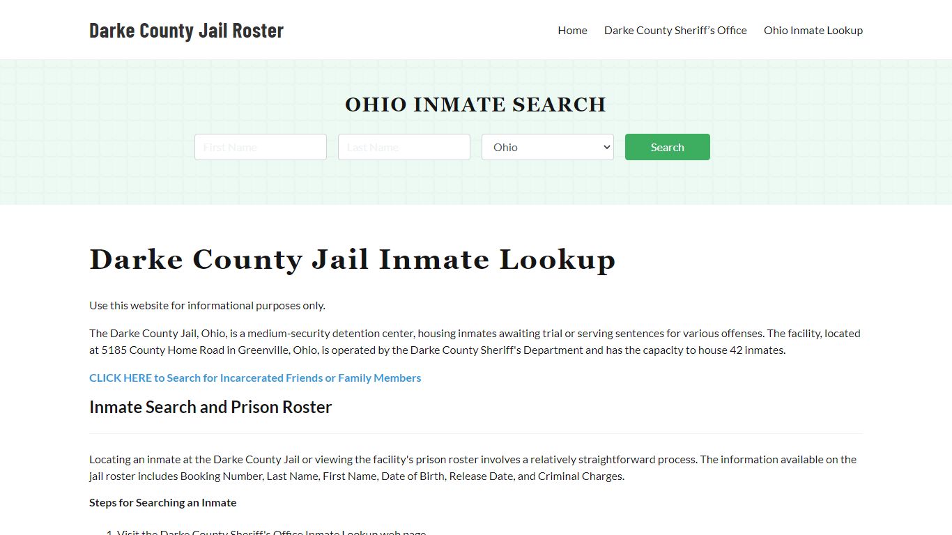 Darke County Jail Roster Lookup, OH, Inmate Search